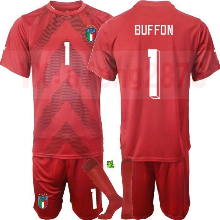 Italien Torwart Komplettset 2022| Buffon 1 Donnarumma Meret21 Kurzarm Fußball Uniform Set S red