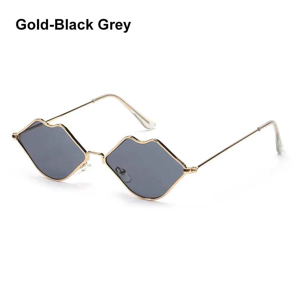 Sexy Heiße Lippenform Sonnenbrille Retro Kleiner Rahmen Metall Sonnenbrille Mode Ozeanlinse Sonnenbrille Für Männer und Frauen gray