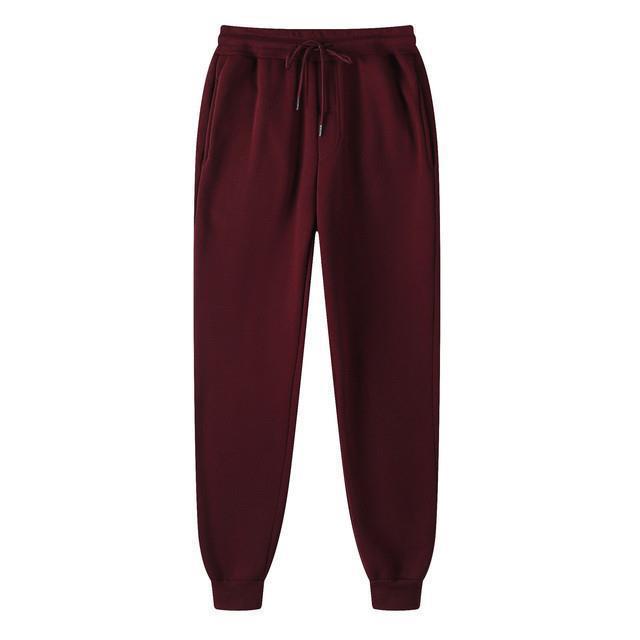 Damen Einfarbige Damenhose Tasche Lange Jogginghose Fleece Jogginghose Sporthose Lässige Mode Lose Schwarz Rot L weinrot