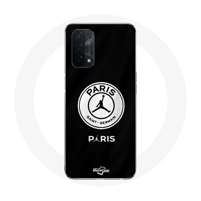Schutzhülle für Oppo A74 5G, Paris Saint-Germain-Logo, PSG, schwarzer Hintergrund schwarz
