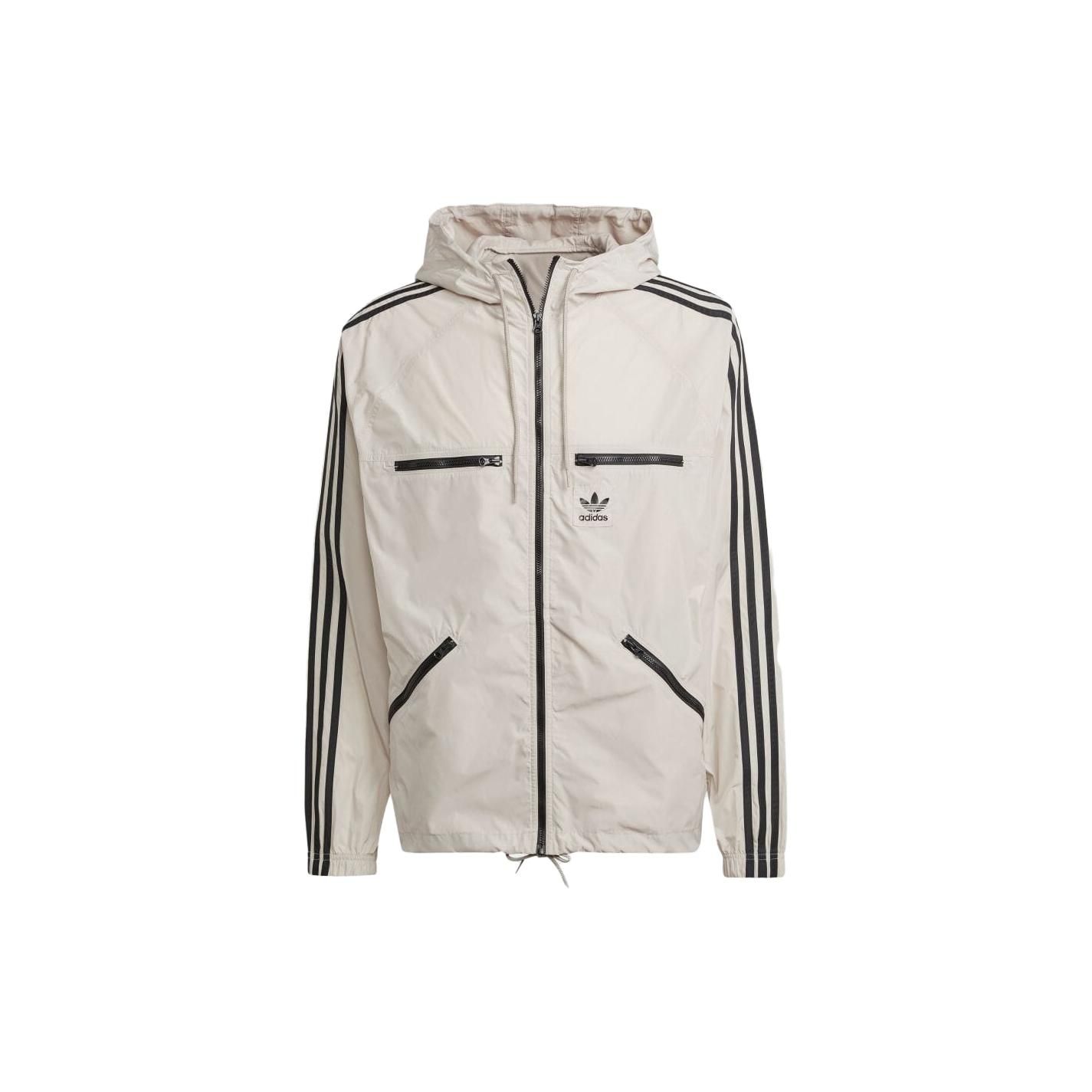 Adidas Originals einfarbige Zip-Up Logo Hoodie Jacke Herren Jacken Off-White IM2107 S