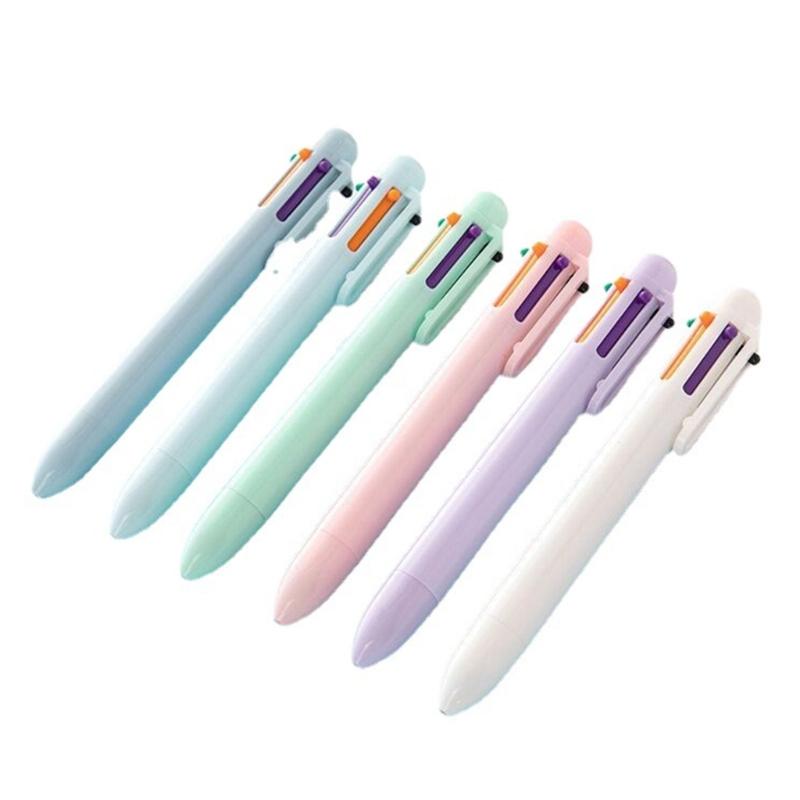 6 Stück 6 in 1 Schreibstift Einziehbarer Kugelschreiber 6 Farben Mehrfarbstift zum Journaling Kritzeln Schulmaterial 1