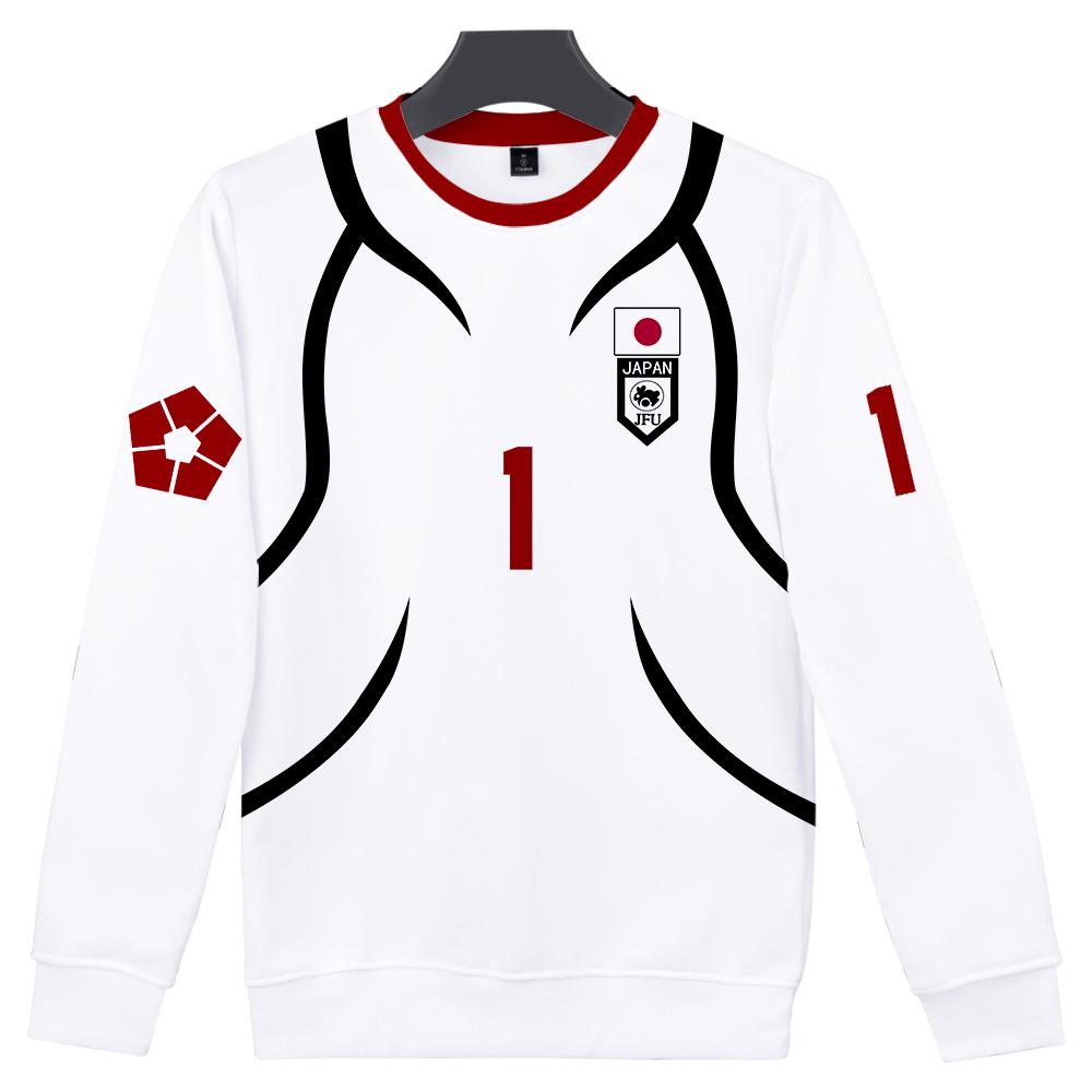 Damen Herren BLUE LOCK Anime Print Kapuzenpullover Rundhals Kapuzenpullover Mann Reise Pullover Herren Oberteil Streetwear Outdoor Trainingsanzug XS weiß