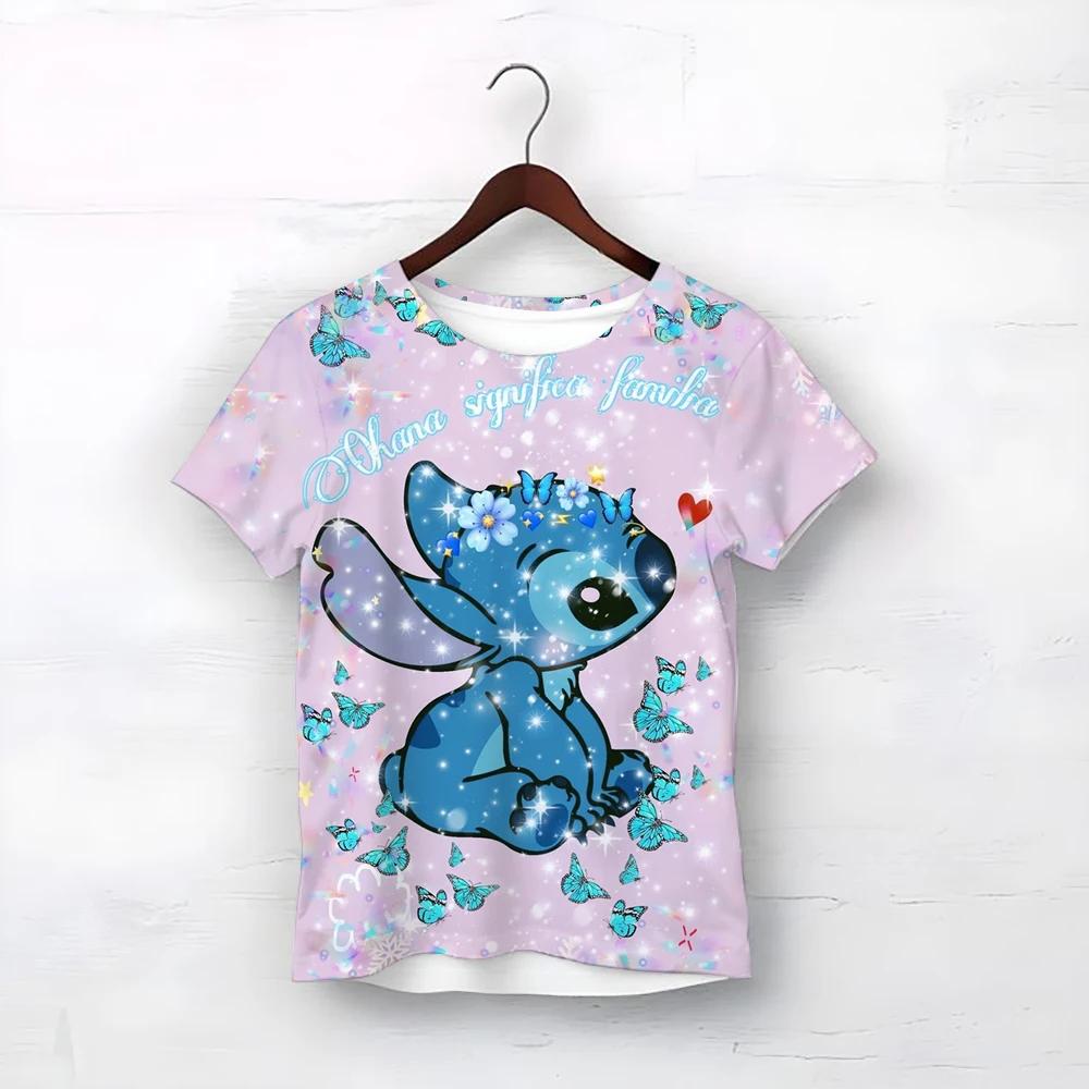 MINISO Disney Cartoon Niedlicher Stitch-Druck Babykleidung 3 bis 14 Jahre Männlich Outdoor-Kleidung Jungenkleidung Mädchen T-Shirt Teen Top Shirts 120