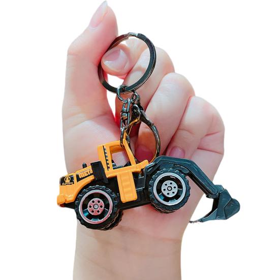 Mini Baumaschinen Anhänger Schlüsselanhänger Rückziehauto Cartoon Spielzeugauto Schlüsselanhänger Anhänger Anti-Abnehmbar C gelb