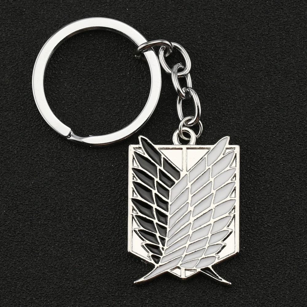 Angriff auf Titan Schlüsselanhänger Flügel der Freiheit Freiheit Scouting Legion Eren Schlüsselanhänger Schlüsselanhänger Kettenring Neuer Anime-Schmuck Großhandel schwarz