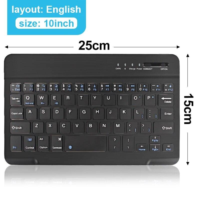 10-Zoll-kabellose Bluetooth-Tastatur, wiederaufladbare Gaming-Tastatur für Android IOS Windows English letters schwarz