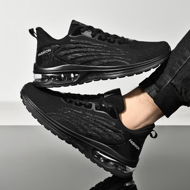 Herrenschuhe Sommer 2025 Mesh große Größe 45 Vollfuß-Luftpolster Herrenschuhe 46 Stoßdämpfung Laufschuhe 47 Sportschuhe Herren 48 45 schwarz