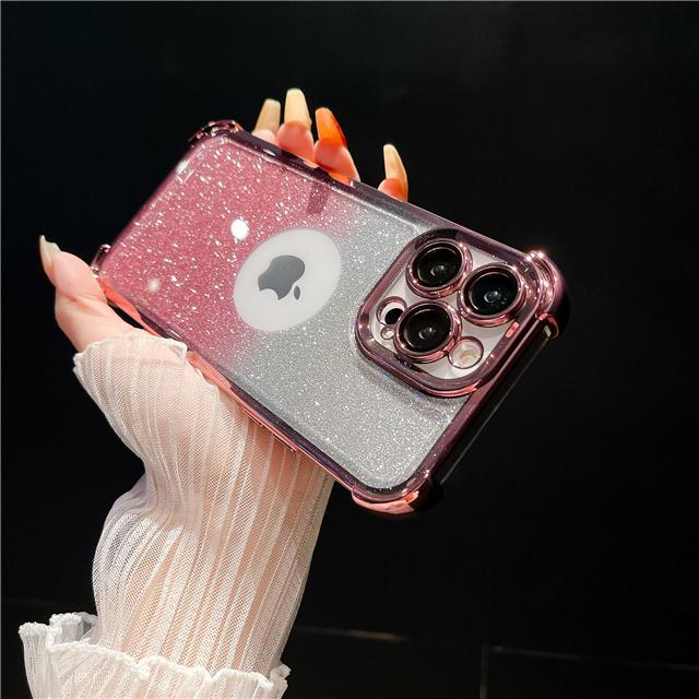 Für iPhone 15 Pro Max Luxus Beschichtung Rahmen Flash Glitzer Handyhülle Für iPhone 11 12 13 14 15 16 Plus Linsenschutzhülle For iPhone 16 Pro