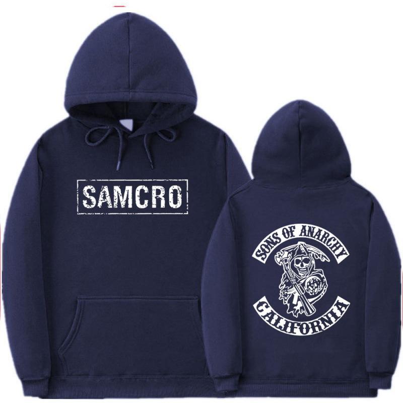 Sons of Anarchy SAMCRO Doppelseitiger Druck Damen Unisex Hoodie L navy blau