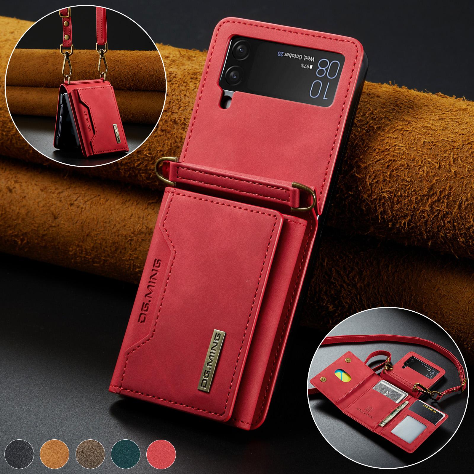 Für Samsung Z Flip 4 Rutschfeste Luxus-Wallet-Funktionshülle für Samsung Galaxy Z Flip 4 5G Flip4 Handyzubehör Funda for Samsung Z Flip 4 brown