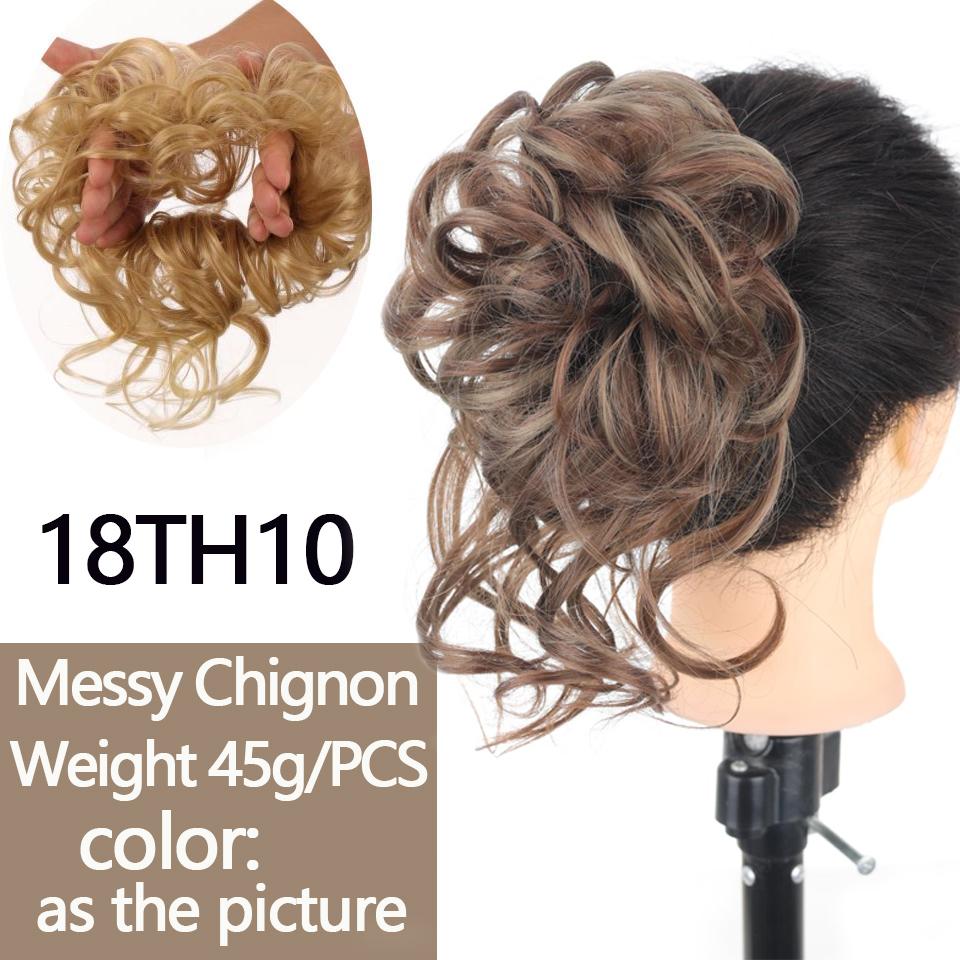 LUPU Blonde Schwarze Haarbänder, unordentlicher, lockiger Chignon-Dutt, synthetische Haargummis, künstliche Haarteile für Frauen, synthetische Haarverlängerung 1PC gray