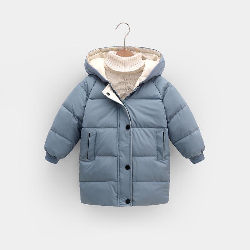 Neue kinder Unten Jacke Jungen Mädchen Winter Kleidung Koreanische Baumwolle Gepolsterte Kleidung Baby Verdickt Mantel 120cm blau