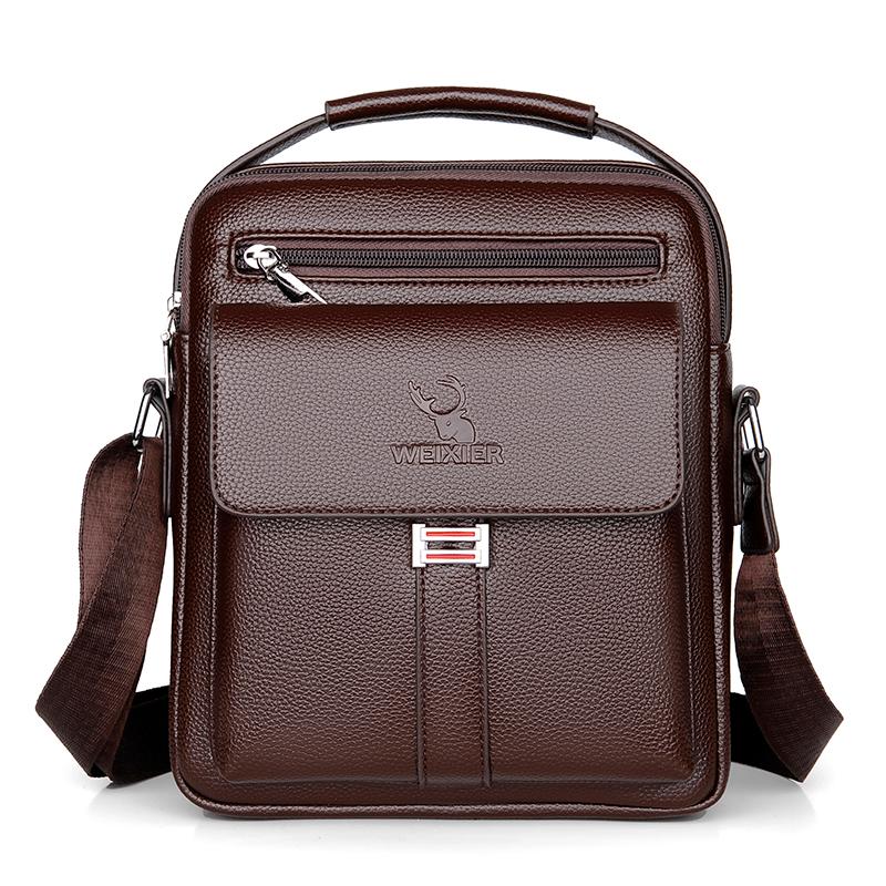 WEIXIER Herren Umhängetasche Leder Umhängetasche Messenger Bag Reisetasche Umhängetasche Vintage Aktentasche Handtasche für Arbeit Business braun