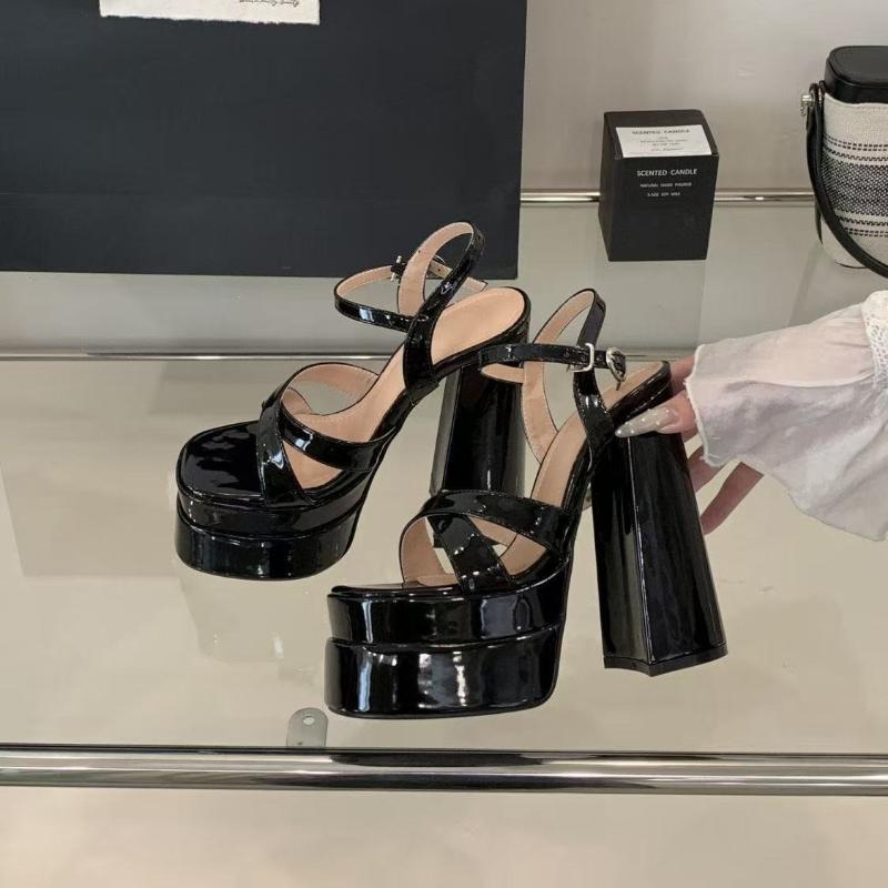 Mode Star Stil Mode Doppelplateau Keilabsatz Damen Gladiator Sandalen Sommer 15cm Ultra High Heels Klobige Party Kleiderschuhe Sandalen 41 schwarz