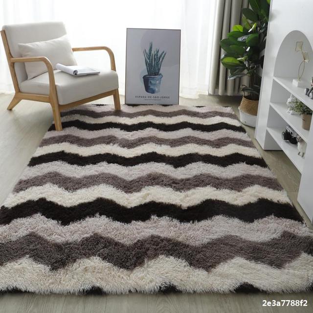 Grauer Wohnzimmer-großer Teppich, Flur, Couchtisch, Bodenmatte, 160 x 230, Kinderzimmer, Schlafzimmer, langes Haar, flauschiger Bodenbelag 160x230cm 63x90inch