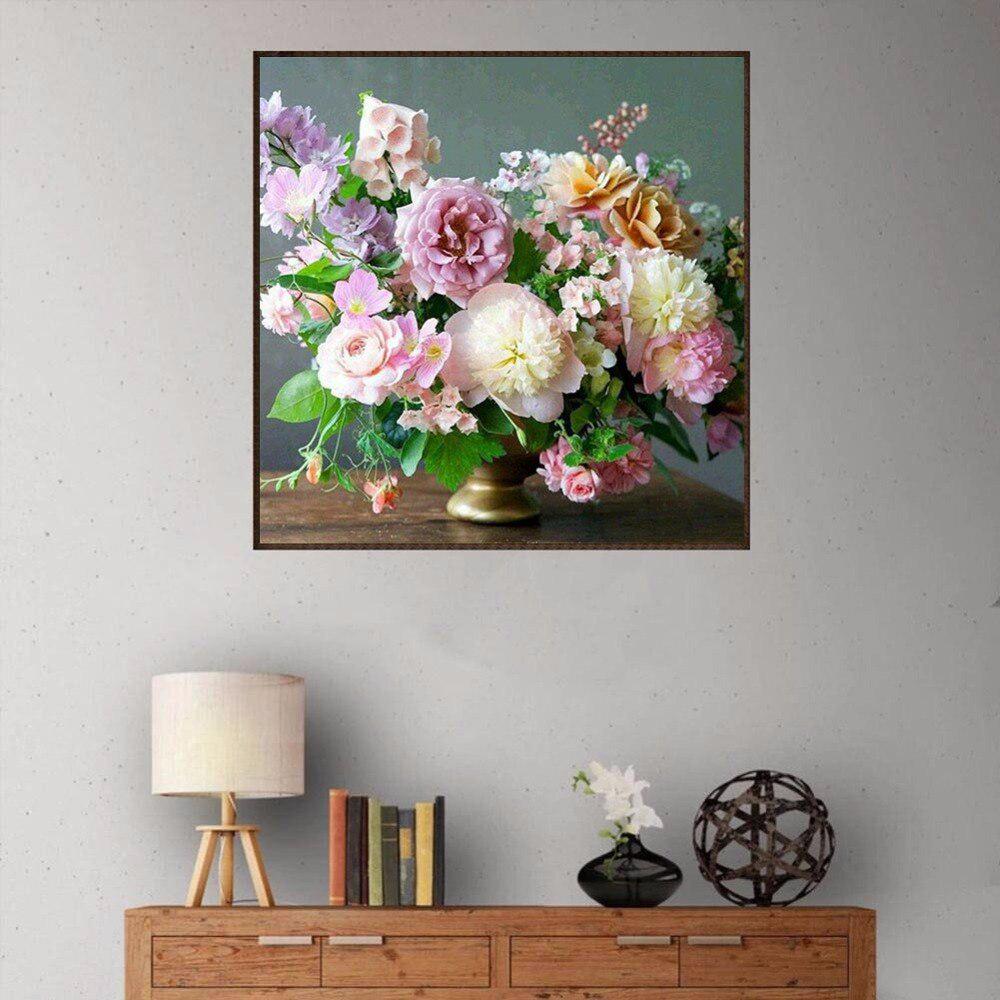 Diamant-Malerei, Handarbeit, Diamant-Mosaik, Strass-Stickerei, rosa Pfingstrose, Hobbys und Handwerk 30x30CM