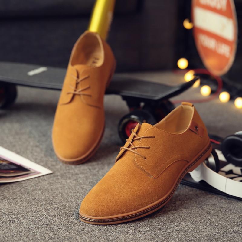 Frühling Wildleder Leder Männer Schuhe Oxford Casual Schuhe Klassische Turnschuhe Bequeme Schuhe Kleid Schuhe Große Größe Wohnungen 42 kamelfarben