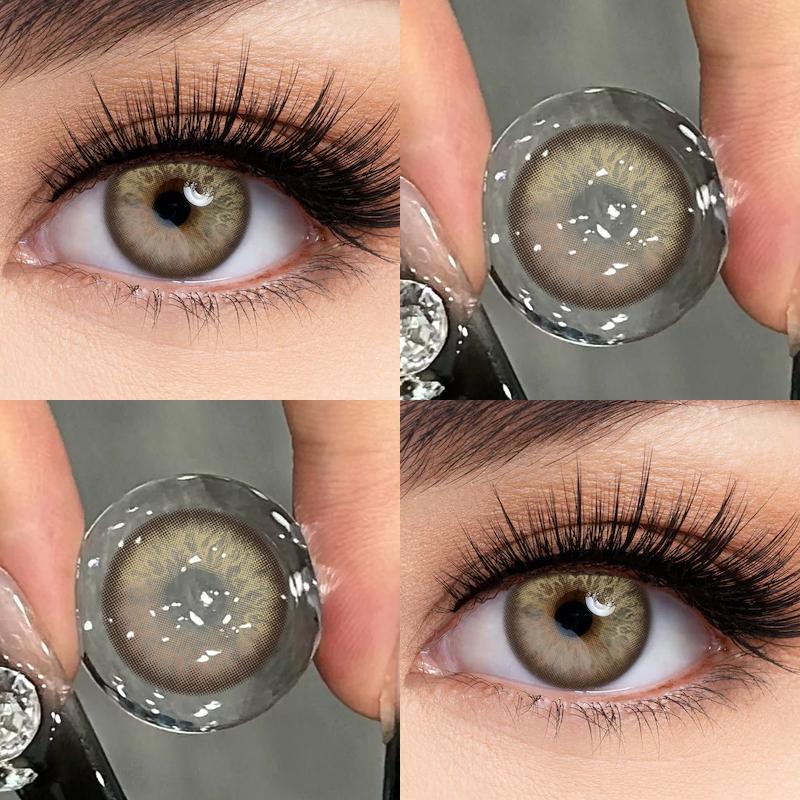 2 Stück farbige Kontaktlinsen 0–8,00 Grad, schöne und bequeme Kontaktlinsen für Myopie-Augen-Make-up, 14,0/14,2/14,5 mm -3.00 braun
