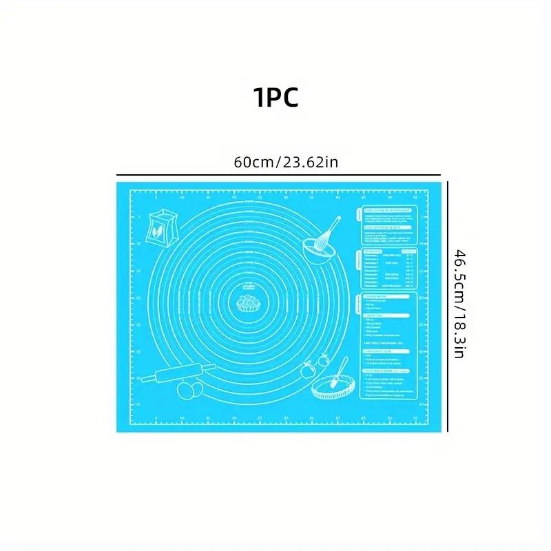 Antihaftbeschichtete Silikon-Backmatte zum Backen, Ausrollen und Kneten von Teig – Ideal für Kekse und Kuchen – Küchenwerkzeug mit Skala zum Backen an Feiertagen 60*45CM blau