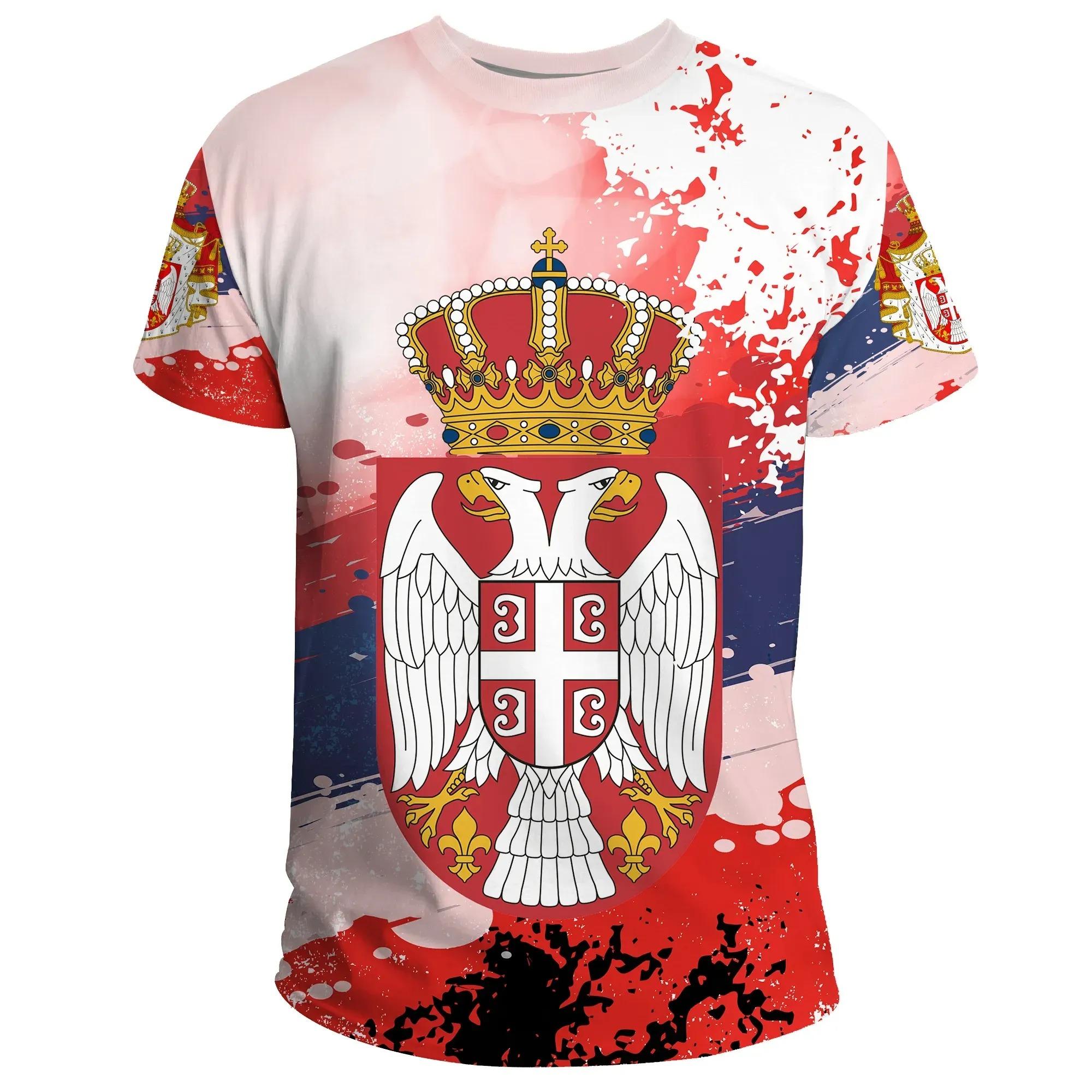 Mode-Trend Männer Casual T-shirt Serbien Flagge Nationalen Emblem 3d Druck Übergroßen Lose T-shirt Harajuku Street Top XXXXXL