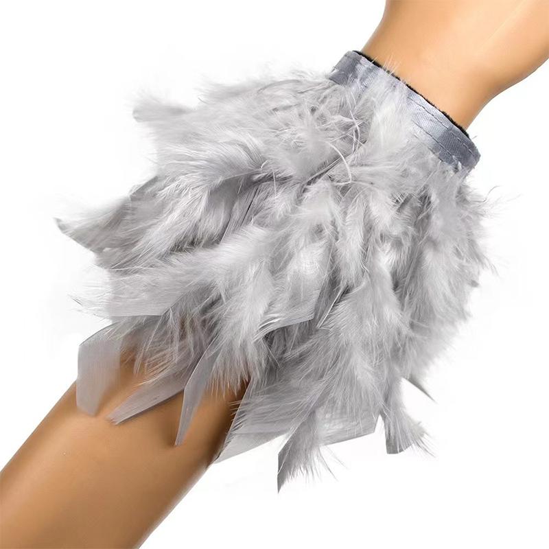 Bunte Feder Manschette Nagel Ornament Armband Für Foto Maniküre Federn Sexy Handschellen Maniküre Zubehör Armband silber