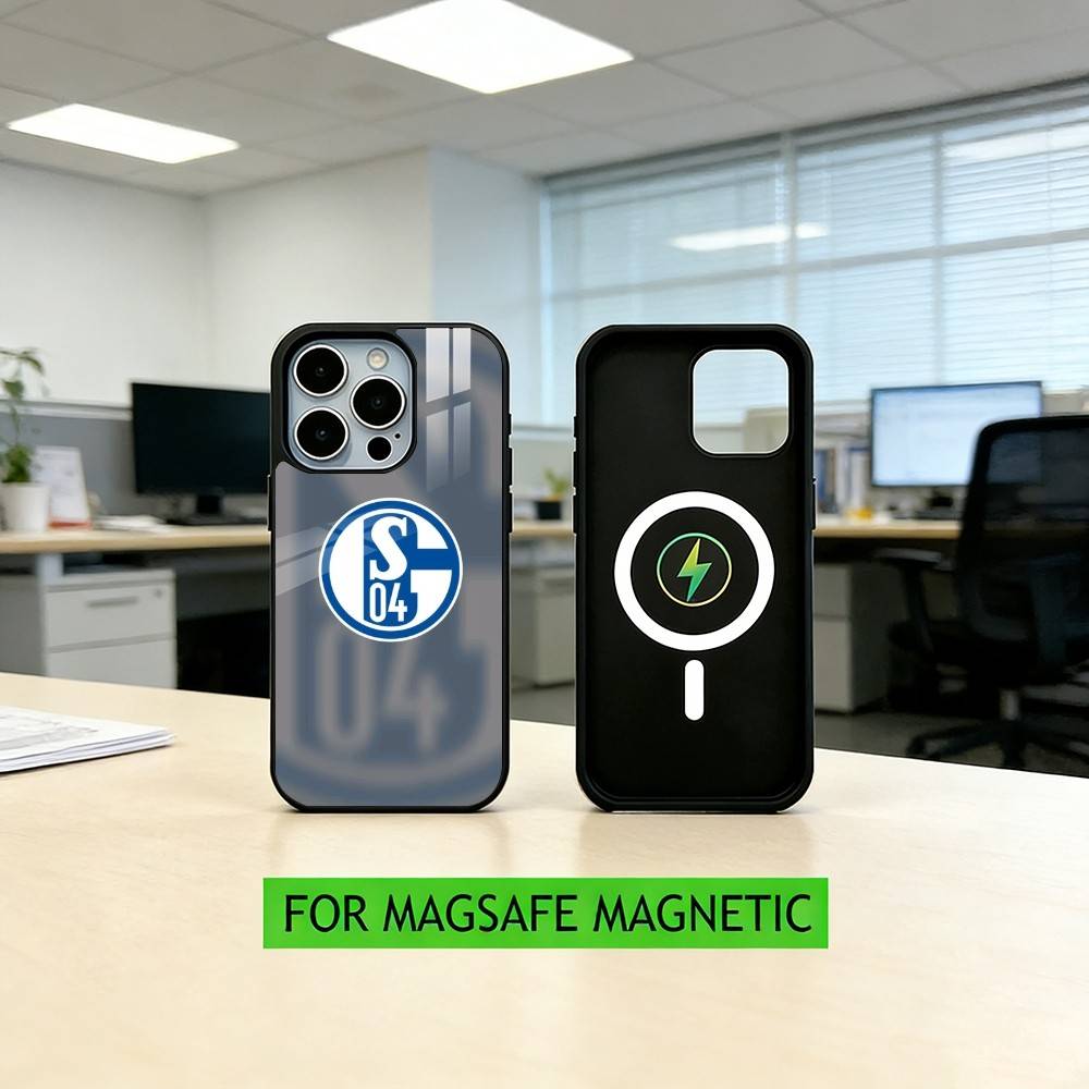 S-Schalke 04-PC Handyhülle Für iPhone17,16,15,14,13,12,11 Plus,Pro Magnetisch Für Magsafe Kabelloses Laden iPhone11PROMAX