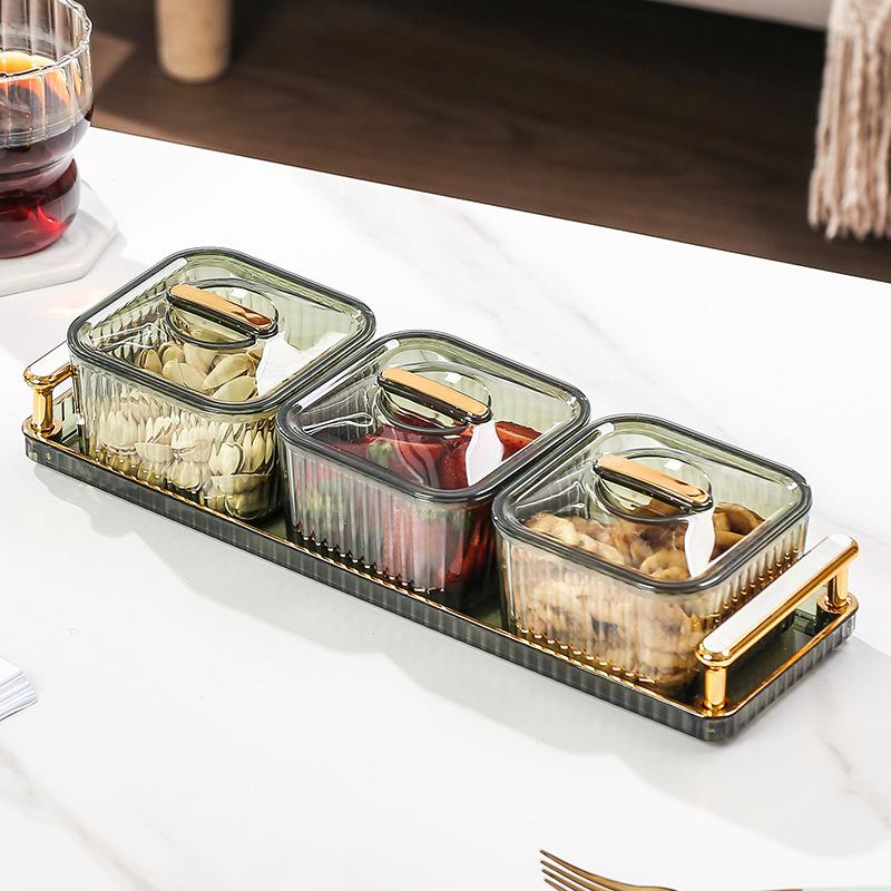 Getrockneter Früchtebehälter Leichter Luxus Kreativ Lebensmittelqualität Früchtebehälter mit Deckel Haushalt Nuss Süßigkeiten Snackbehälter Erfrischungsbehälter Snackbehälter