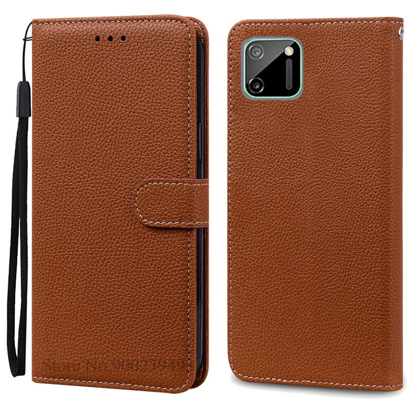 Für Realme C11 Hülle Realme C11 2021 Hülle Leder Brieftasche Klapphülle Für Realme C11 2021 Coque Realme C11 2020 Hülle Coque Fundas Realme C11(C11 2020) braun