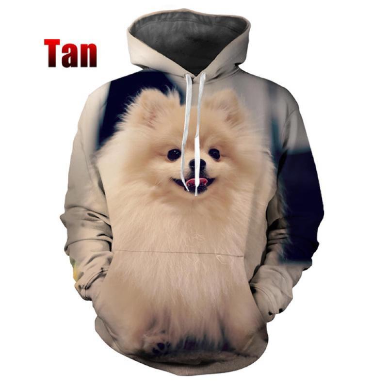 3D Pomeranian Print Kapuzenpullover Niedliches Haustier Hund Tiere Muster Paar Hoodie Lässige Langarm Coole Streetwear Tops M