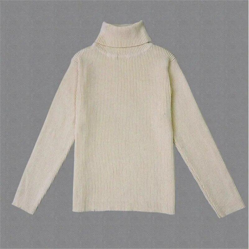 Herbst Winter Kinder Jungen Mädchen Rollkragen Pullover Pullover Gestrickte Pullover Kinder Kleidung 90 beige