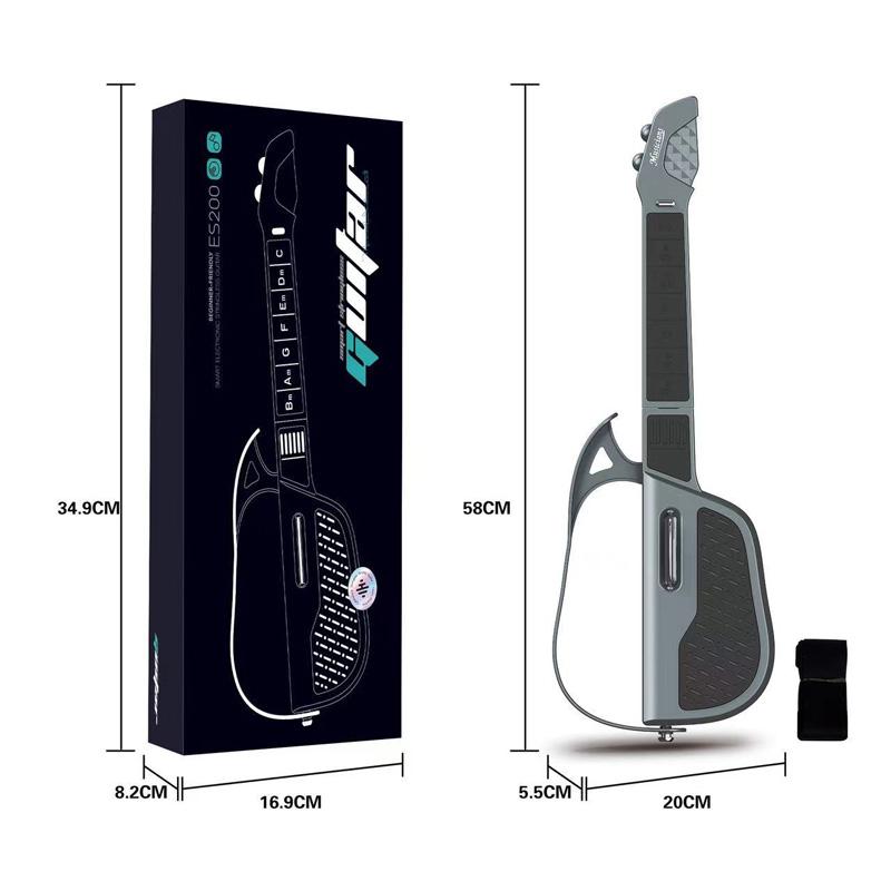 Neue Intelligente Saitenlose Gitarre Automatisch für Anfänger Faltbare Musik-Erleuchtungs-Gitarre Musikspielzeug Geburtstagsgeschenk für Kinder black