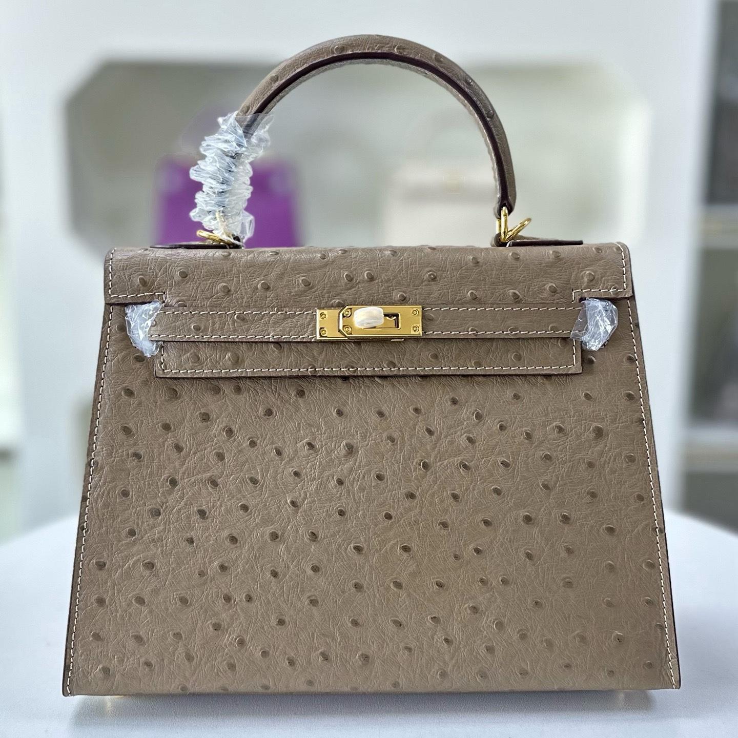 Tasche Damen 2026 Koreanische Ausgabe Südafrikanisches Straußenmuster Tasche Damen Leder Handtasche Leichter Luxus Eine Schulter Crossbody Handtasche 25x10x19cm graue