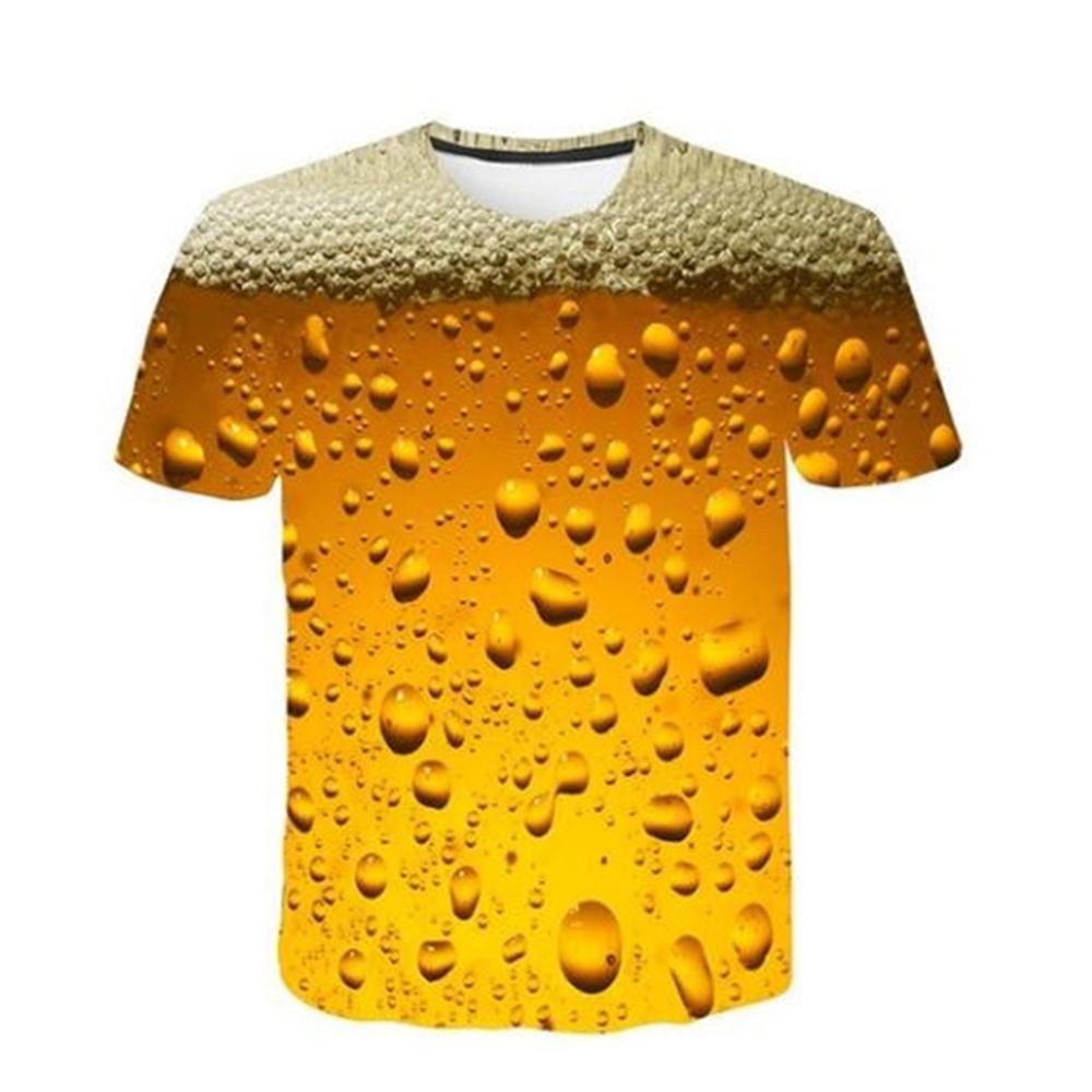 Sommer Cool Fashion 3D Bier Druck T-Shirt Herren Persönlichkeit Graphic Tee Casual Kurzarm Shirts Tops Plus Größe 100-6XL XXXL brown