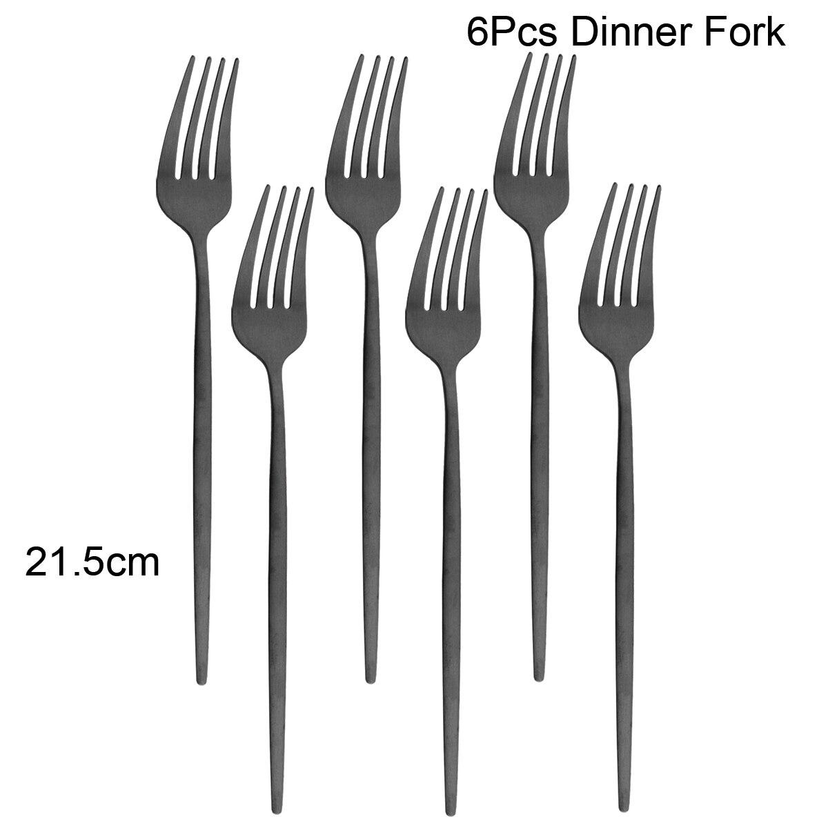 6Pcs Schwarz Besteck Set Matte Geschirr Set Messer Gabel Löffel Geschirr Kuchen Obst Gabel Edelstahl Besteck Küche 6pcs dinner forks schwarz