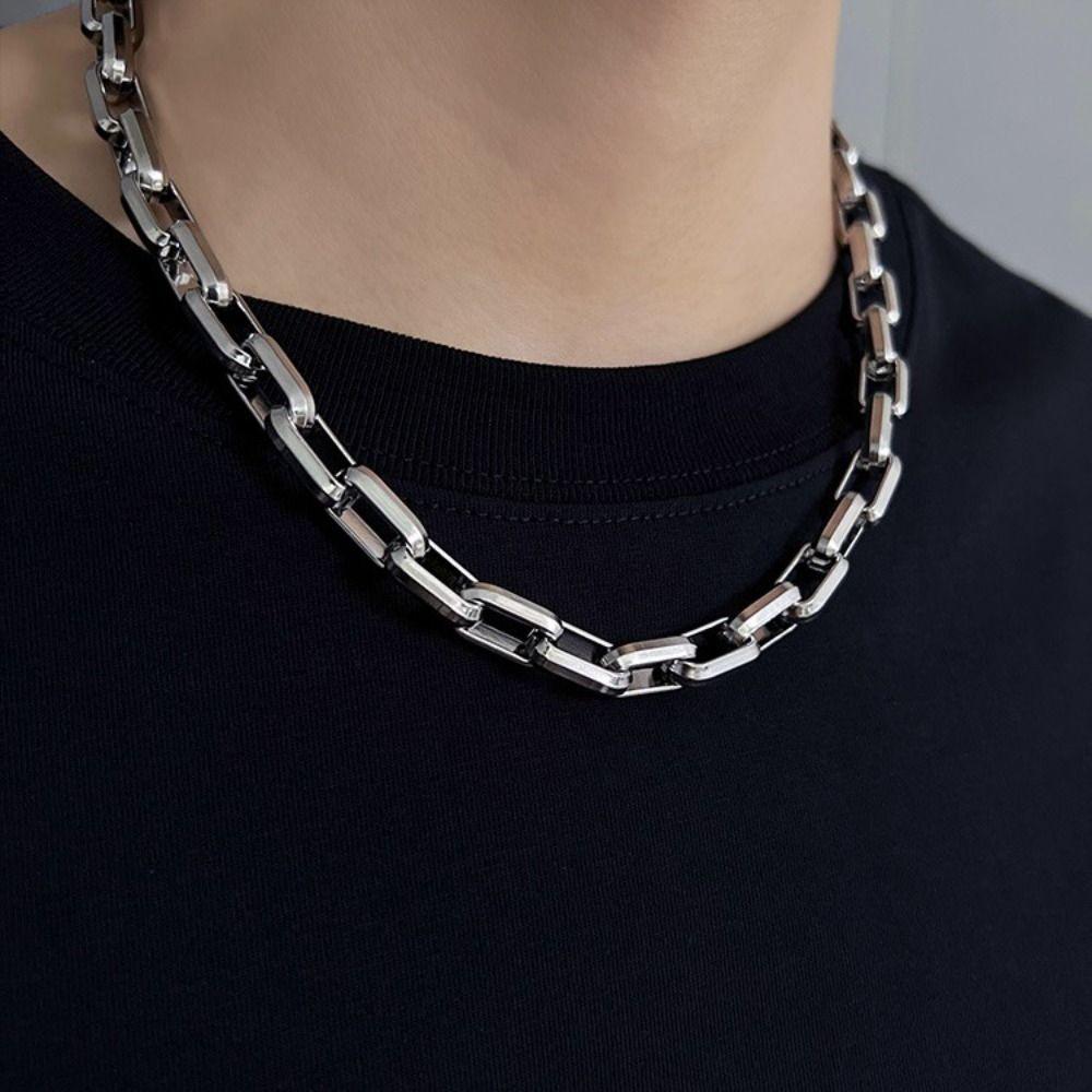 Titanstahl Herren Halskette Dicke Ausgehöhlte Halskette Hip Hop Choker Alltagskleidung 50cm