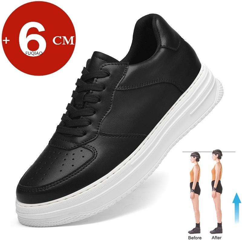 Fashion Lift Sneakers Unisex Schuhe mit Absätzen Versteckte Absätze Bequeme Atmungsaktive Schuhe zur Höhenvergrößerung Herren 6CM Höhenvergrößerung Weiße Schuhe 36 schwarz