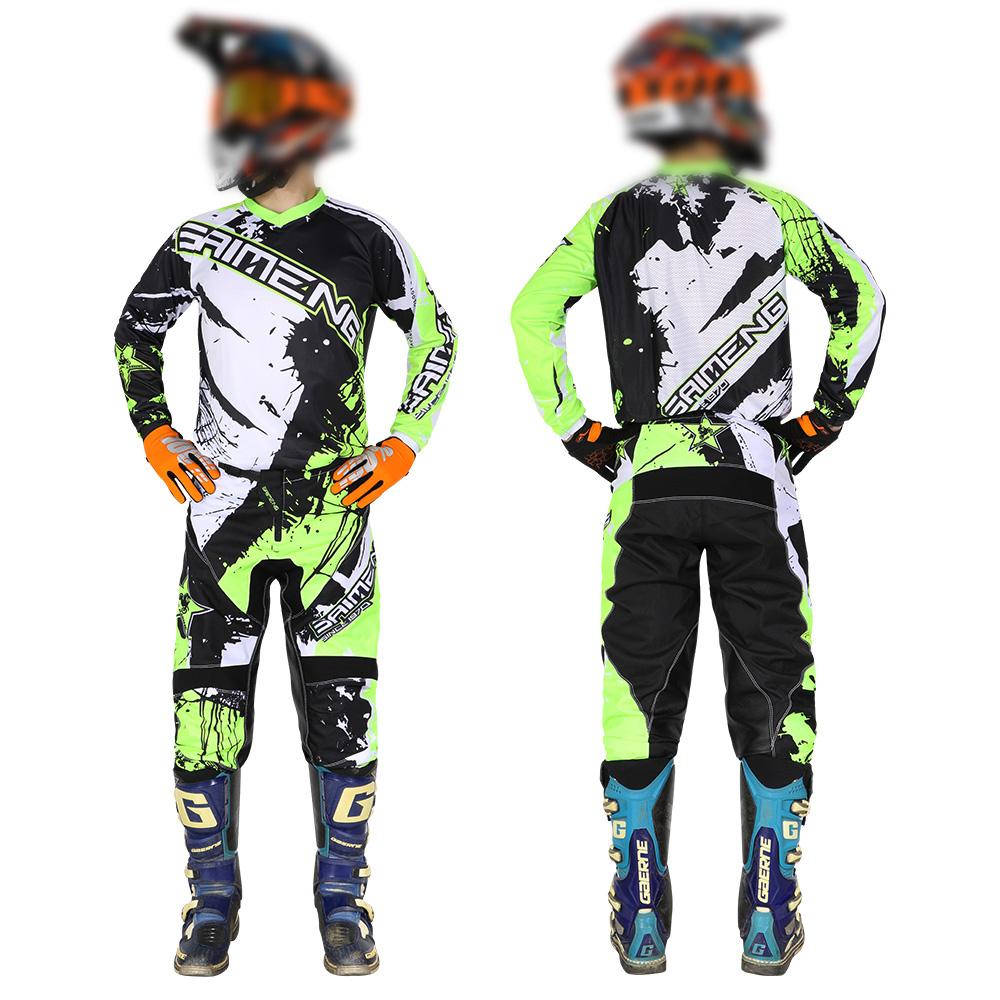 Motocross Kinder Set Motorrad Trikot und Hose Kinderkleidung großer Junge Mädchen Jugend MX Ausrüstungsset Rennanzug YXL-26 (30-36KG) grün