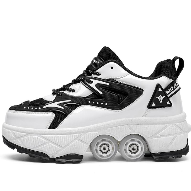 Roller Roller Schuhe 4-Rad Deformationsschuhe Rollschuhe Herren und Damen Erwachsene Ausreißerschuhe Schlittschuhe Schuhe mit Rädern 36