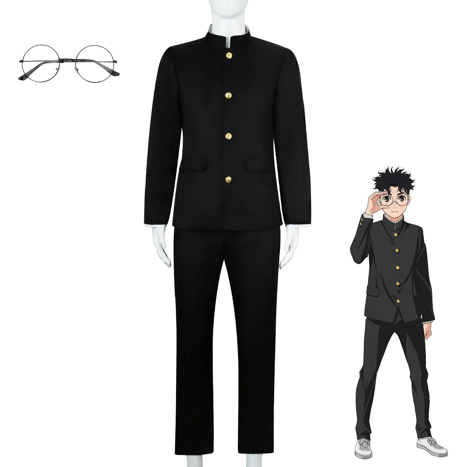 Dandadan Cosplay Kostüm Set Okarun Maske & Ken Takakura Uniform Brille - Momo Ayase Halloween Party Cosplay Für Männer Frauen M black