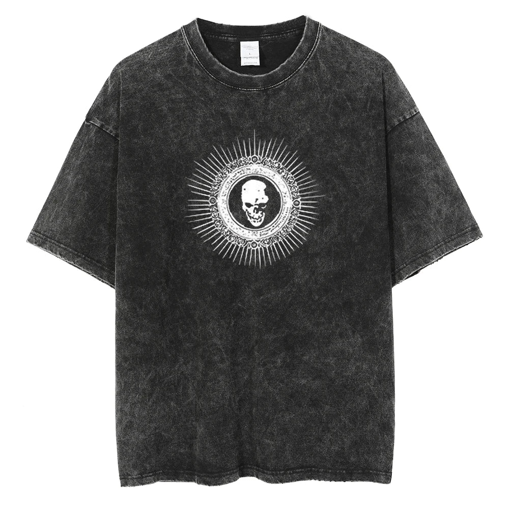 Klassisches Japanisches Anime Death Note Print T-Shirt Herren Gewaschen Übergroß Retro Streetwear Baumwolle Kurzarm Kleidung Lässig Locker Damen Herren Kleidung M elfenbein