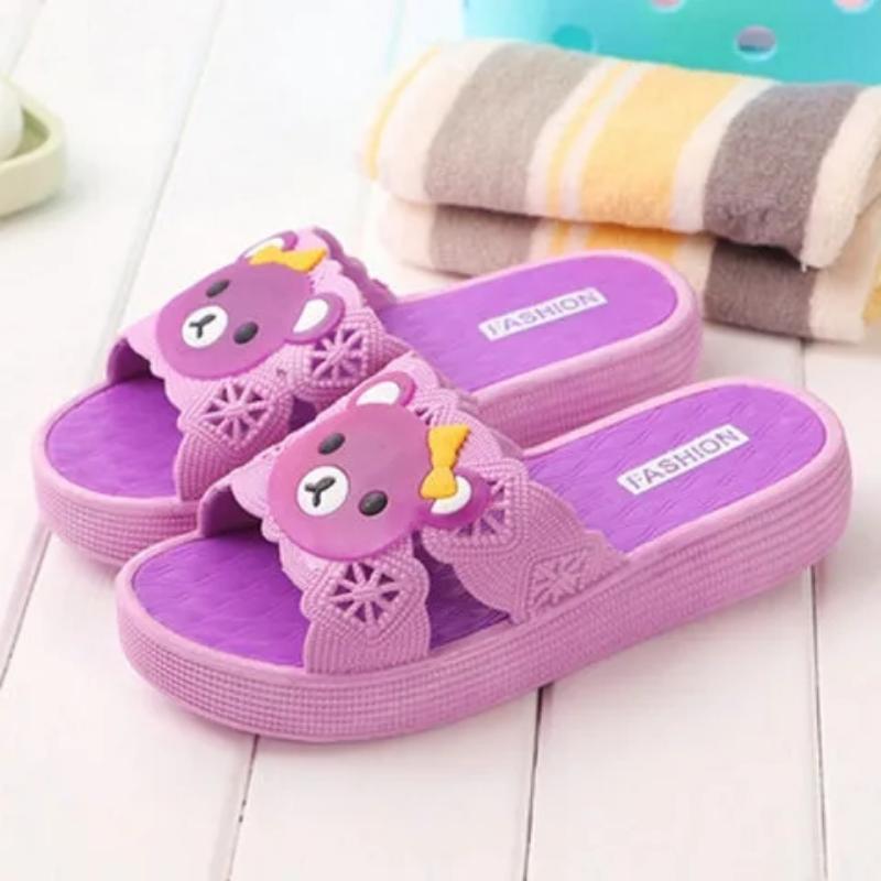 Haushalt Dicke Sohle Hausschuhe Frauen Schwamm Kuchen und Weiche Sohle Hausschuhe Niedliche Cartoon-Version Anti Slip Hang Ferse Hausschuhe sommer 41 violett