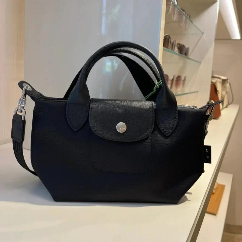 Klassische Pendler-Einkaufstasche, hochwertige, faltbare Designer-Handtasche, Damenmode, lässige Umhängetasche, Kleidungszubehör M schwarz