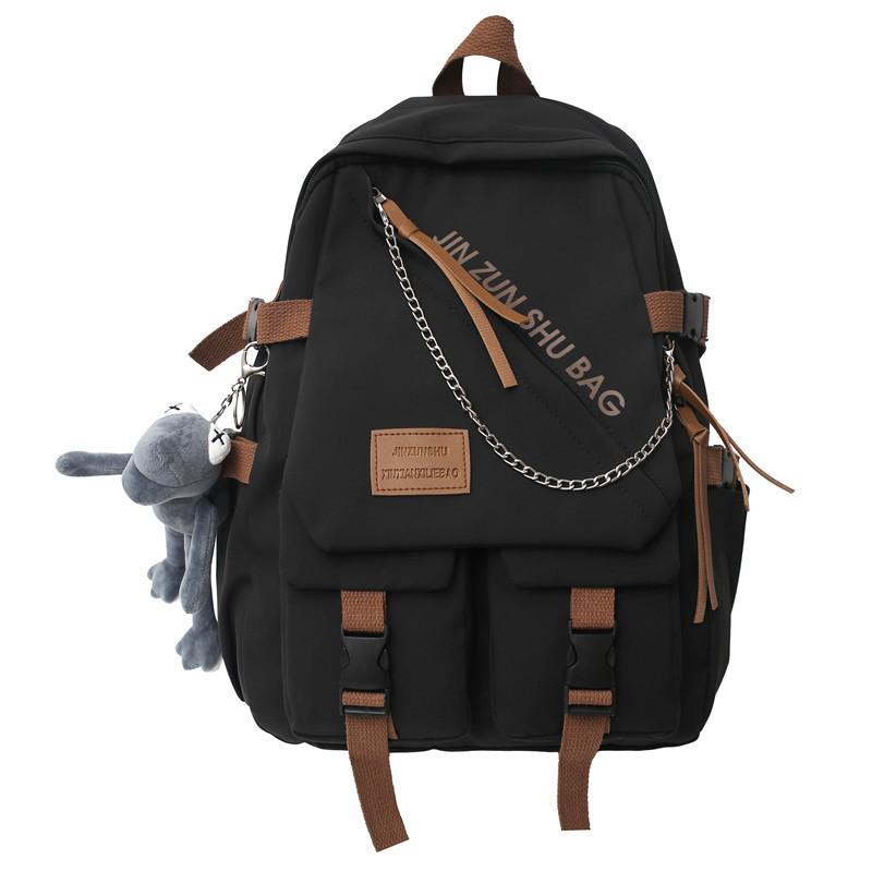 Rucksack Damen Große Kapazität Rucksack Junior High School Student Schultasche Multifunktionsrucksack Männer schwarz