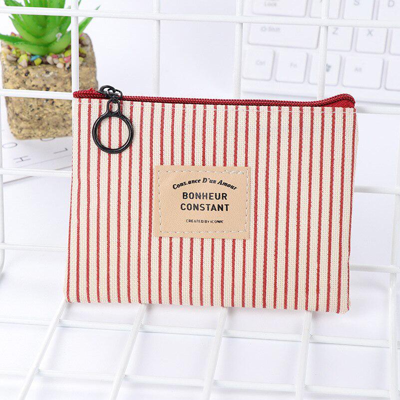 1PC Unisex Canvas Geldbörse Karte Schlüssel Mini Geldbörse Beutel Kleine Reißverschluss Geldbörse Kartenhalter Brieftasche rot