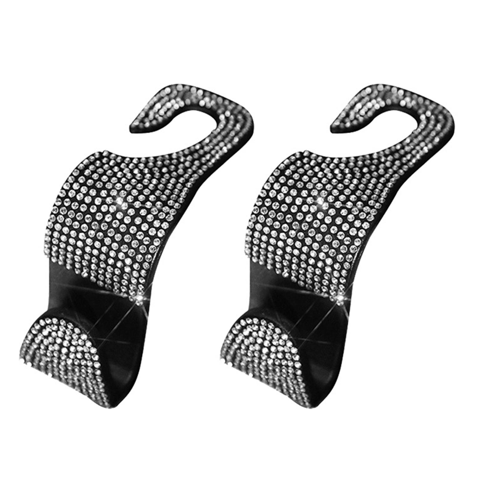 2 Stück glänzender Kristallstein versteckter Haken für Autositz-Rückenlehne, Fahrzeugzubehör weiß