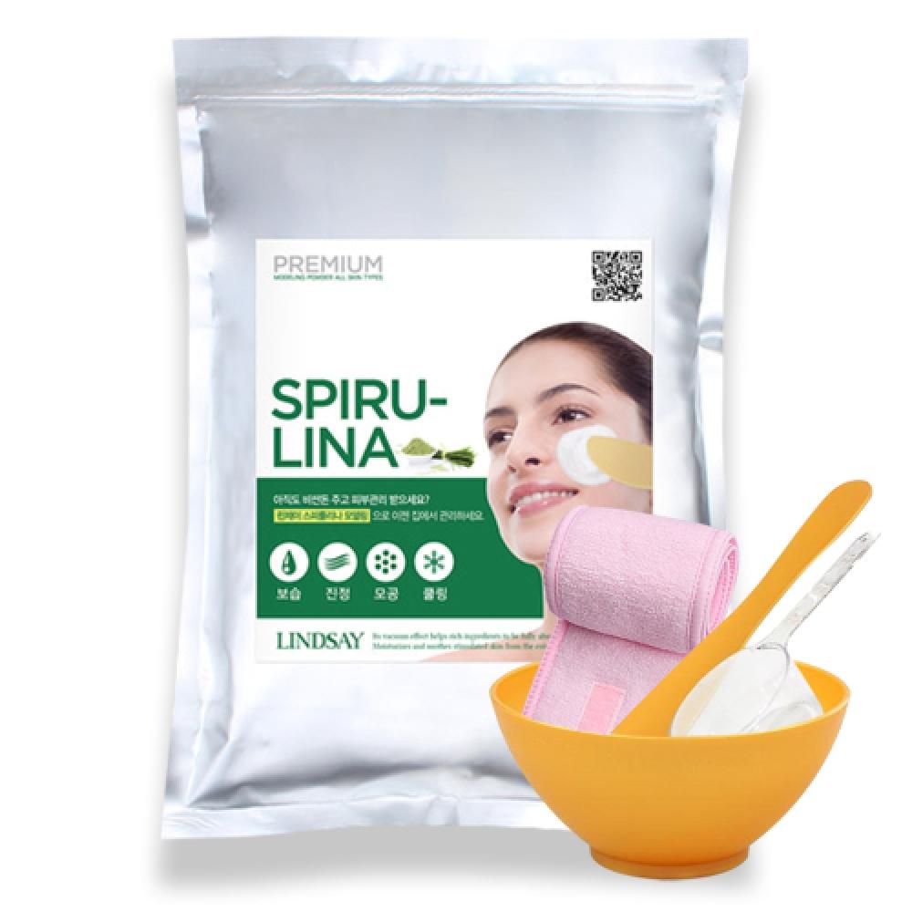 Lindsay Premium Spirulina Modellier-Masken-Set 1 kg + Set mit Modellierwerkzeugen + kostenloses Haargummi mit Verschluss Home Esthetic 5-teiliges Set FREE