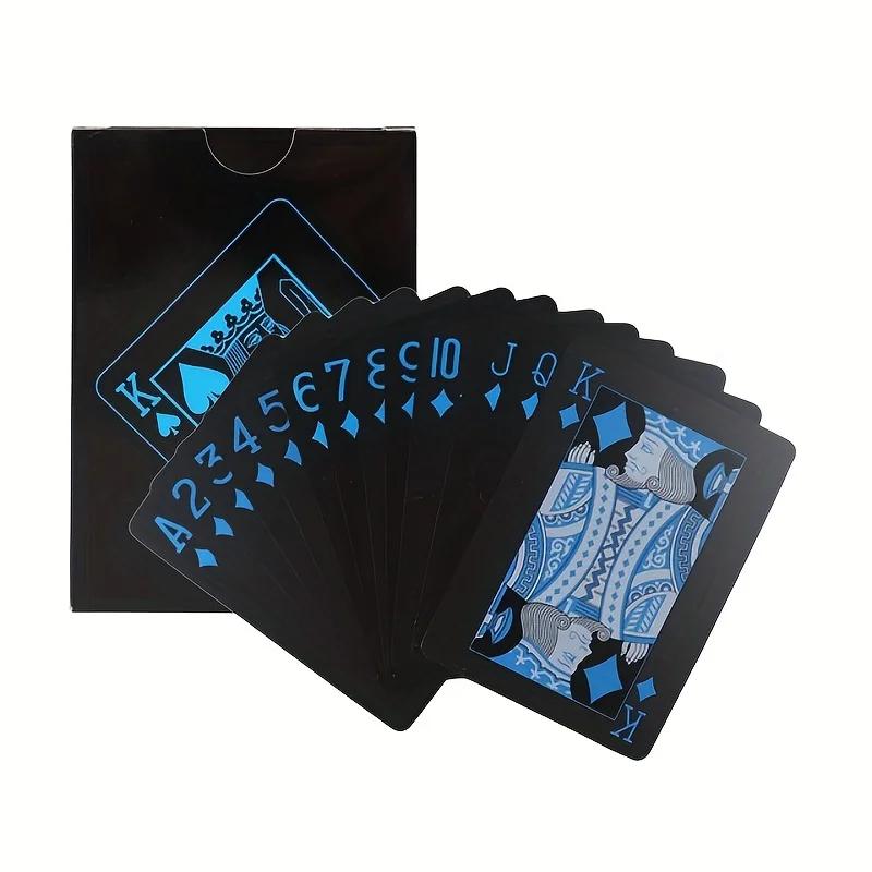 54 Stück/Set-Karte wasserdicht Schwarz Matt Spiel schwarze Plastikkarte Brettspielkarte PVC-Karte blau