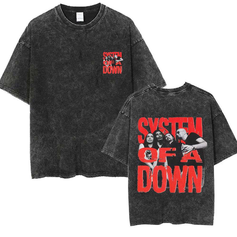 Gewaschenes Vintage System of A Down Toxicity T-Shirt Skelett Grafik T-Shirts Herren Damen s Vintage Rock Alternative Metal T-Shirts M black