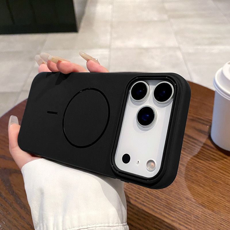 Flüssigsilikon Handyhülle für Apple iPhone 17 Pro Max - Weiche MagSafe Einfache Kreative Handyhülle für iPhone 16/15/14/13/12/11/Pro/Pro Max/17 Air Apple 17 Pro Max schwarz